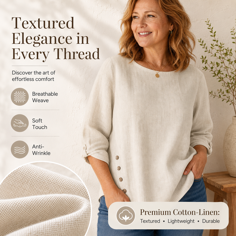 ✨🛍️Fresh Drop - Relaxed Fit Linen Top – Breezy Comfort &amp; Classic Style for Casual Days 🍃