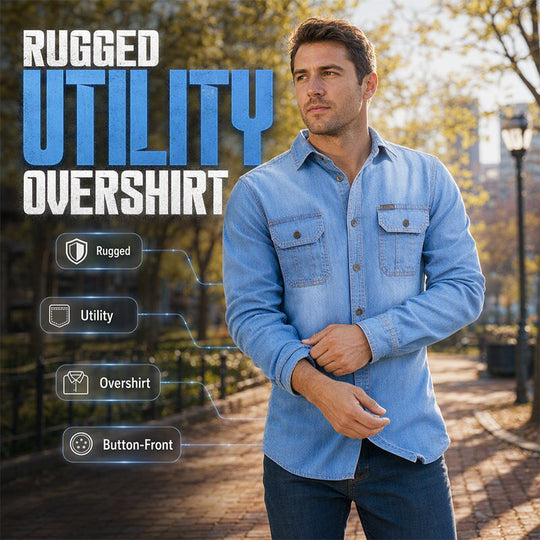 Bestseller🏆👔 Classic Cotton Shirt with Denim Aesthetic – Relaxed Silhouette &amp; Timeless Style for Everyday Wear