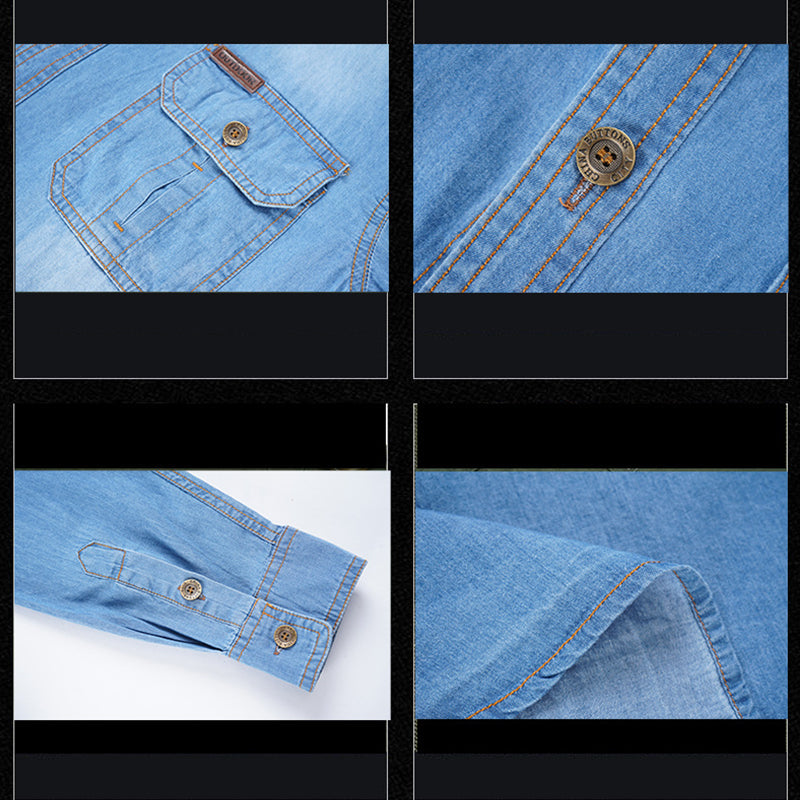 Bestseller🏆👔 Classic Cotton Shirt with Denim Aesthetic – Relaxed Silhouette &amp; Timeless Style for Everyday Wear