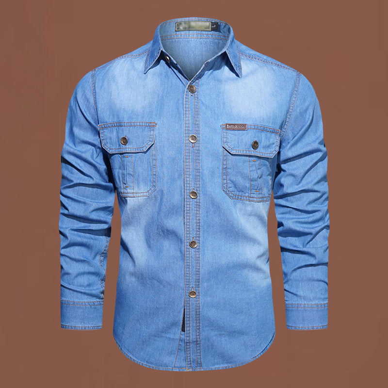 Bestseller🏆👔 Classic Cotton Shirt with Denim Aesthetic – Relaxed Silhouette &amp; Timeless Style for Everyday Wear