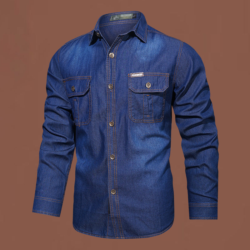 Bestseller🏆👔 Classic Cotton Shirt with Denim Aesthetic – Relaxed Silhouette &amp; Timeless Style for Everyday Wear