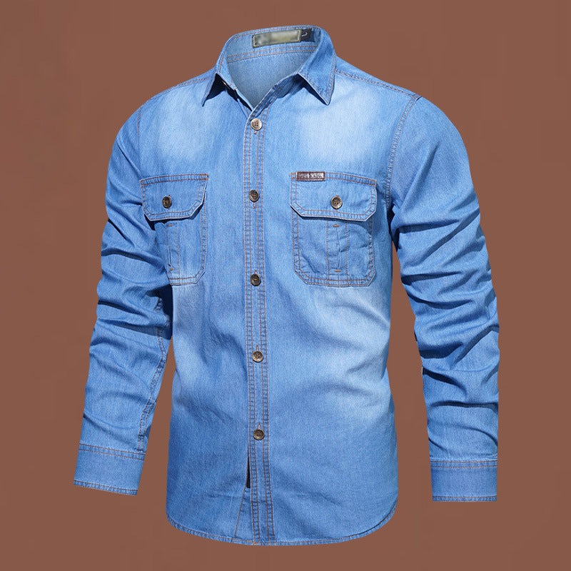 Bestseller🏆👔 Classic Cotton Shirt with Denim Aesthetic – Relaxed Silhouette &amp; Timeless Style for Everyday Wear