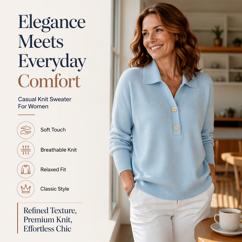 Bestseller🏆👚 Elegant Lapel Collar Knit – Timeless Design &amp; All-Day Comfort for Every Look