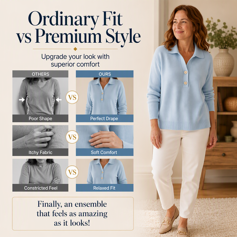 Bestseller🏆👚 Elegant Lapel Collar Knit – Timeless Design &amp; All-Day Comfort for Every Look