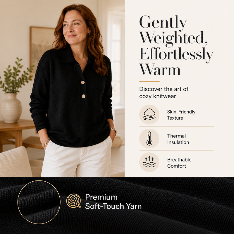 Bestseller🏆👚 Elegant Lapel Collar Knit – Timeless Design &amp; All-Day Comfort for Every Look