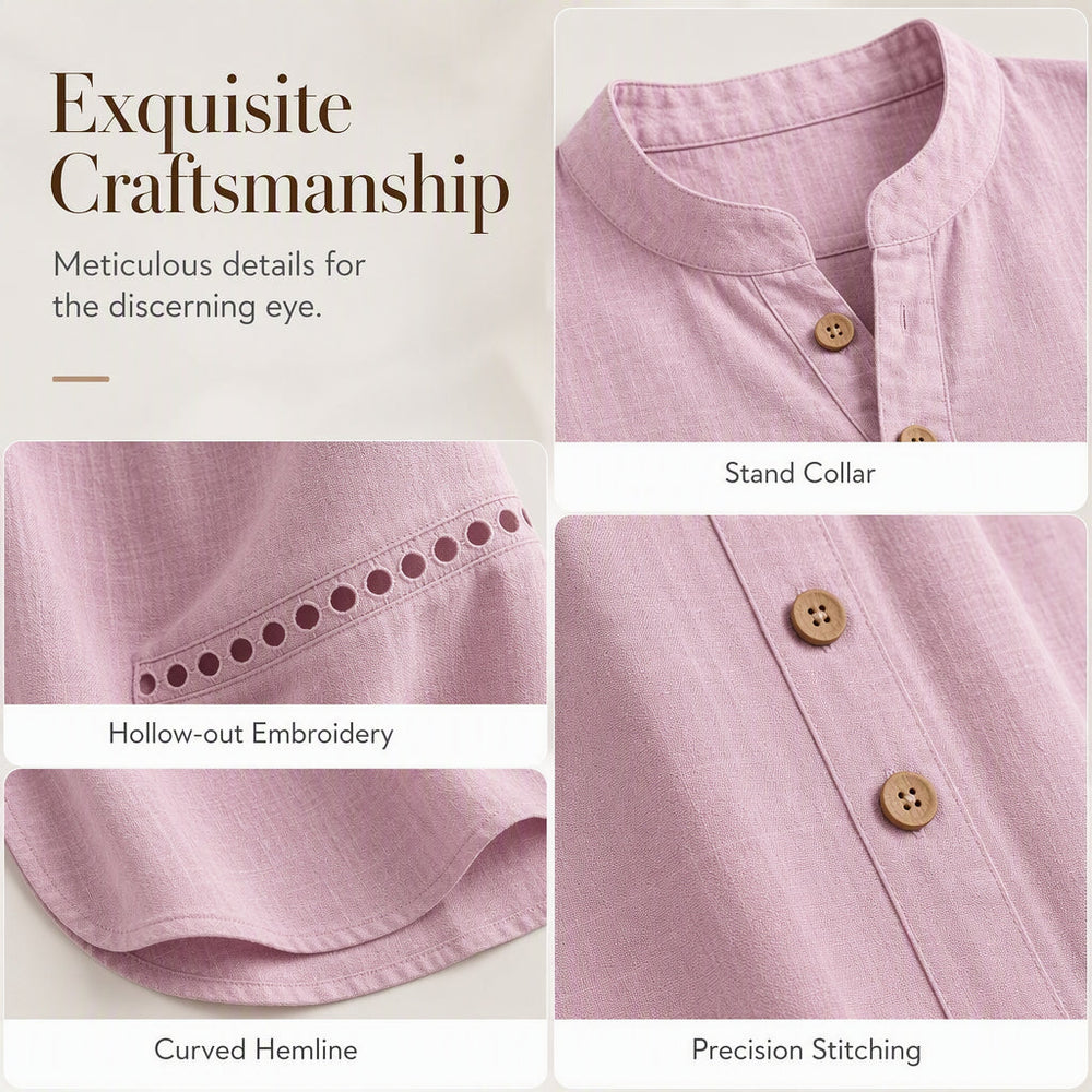 Women's Effortless Stand Collar Half-Button Top