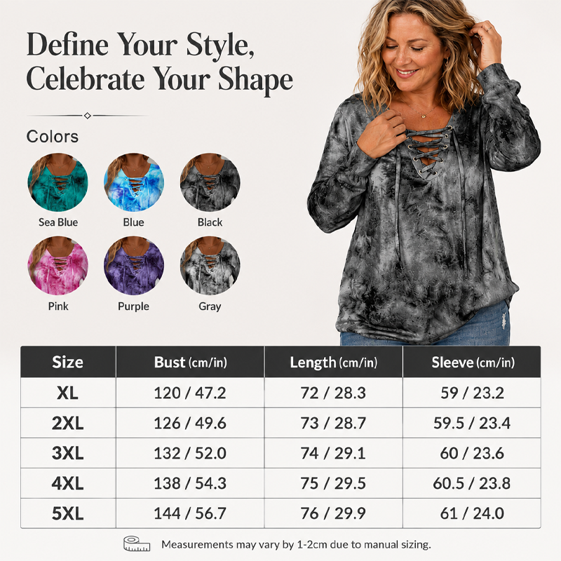 ☀️👚New Arrivals - V-Neck Tie-Dye Top with Lace-Up Detail – Soft Drape &amp; Versatile Style for Any Casual Day