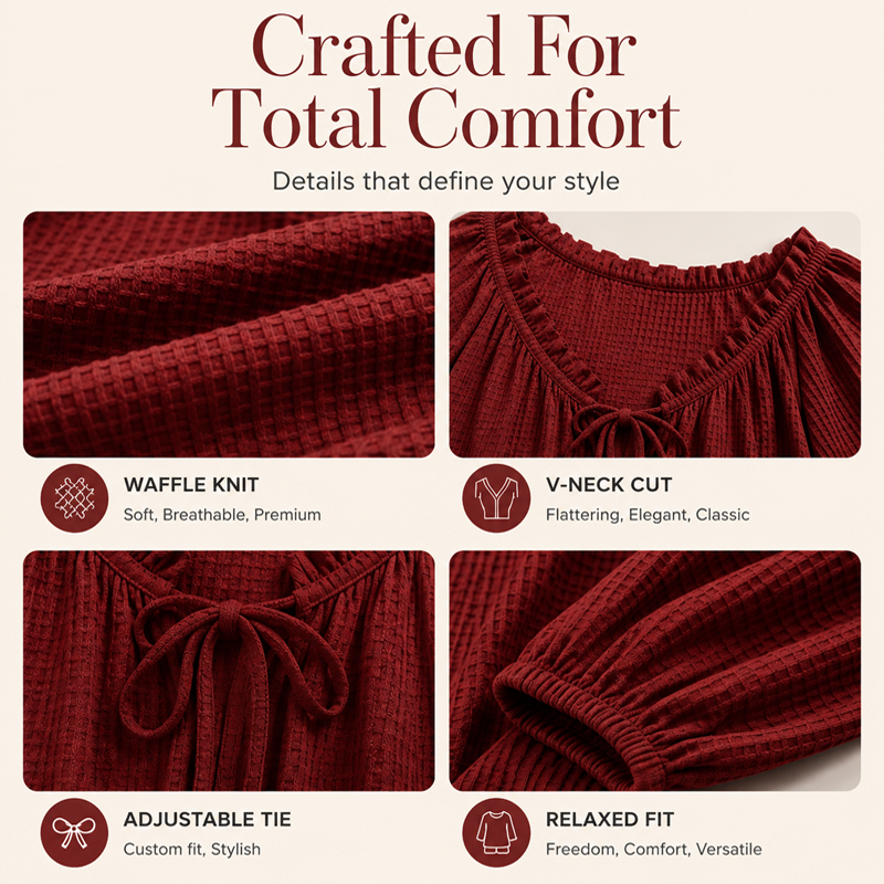 Women's Loose Ruffled Tie Neck Blouse