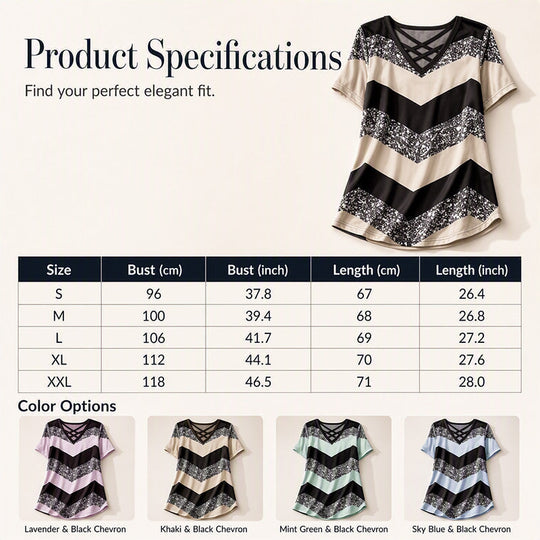 Women Criss Cross V Neck T Shirt Striped Casual Short Sleeve Tee