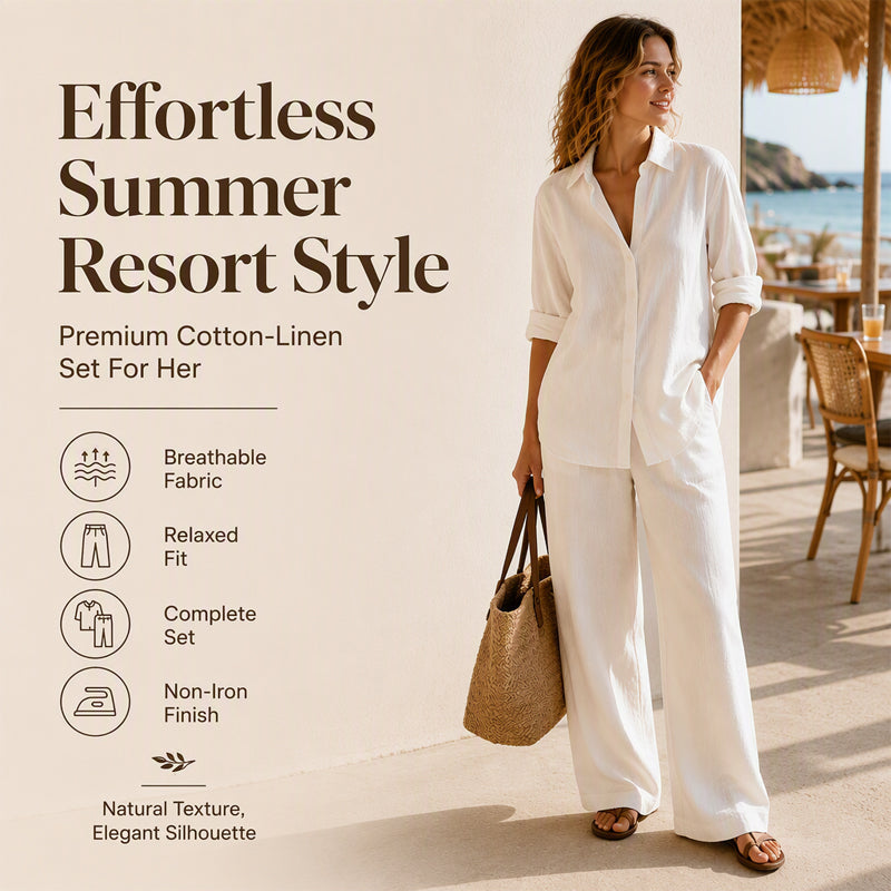 Bestseller👚 Casual Shirt &amp; Wide-Leg Pants Set – Effortless Coordination &amp; All-Day Comfort for Every Look