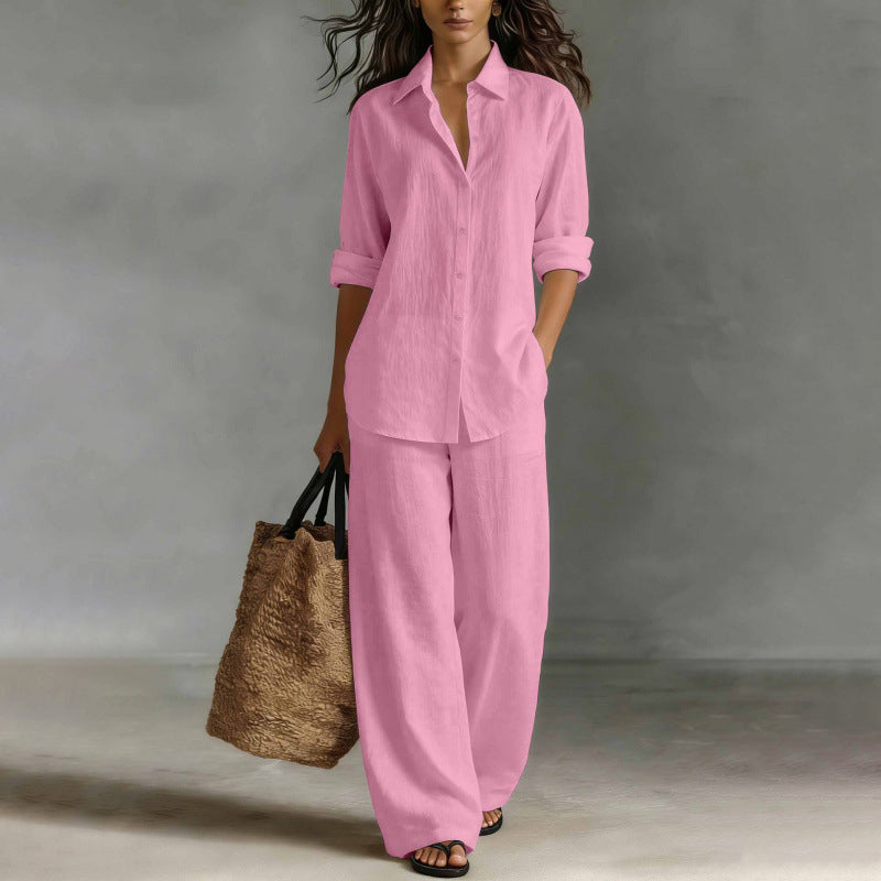 Bestseller👚 Casual Shirt &amp; Wide-Leg Pants Set – Effortless Coordination &amp; All-Day Comfort for Every Look