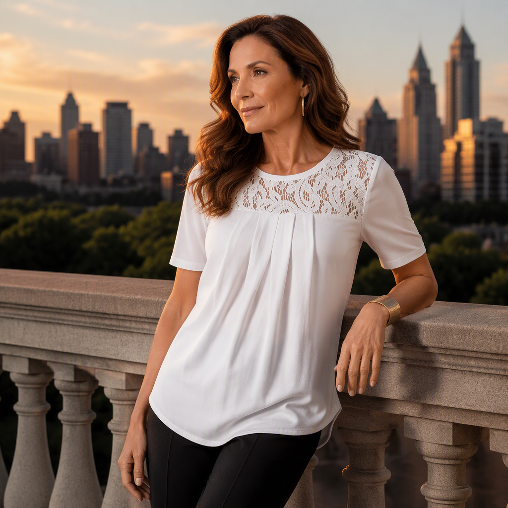 Elegant Lace Neck Tee