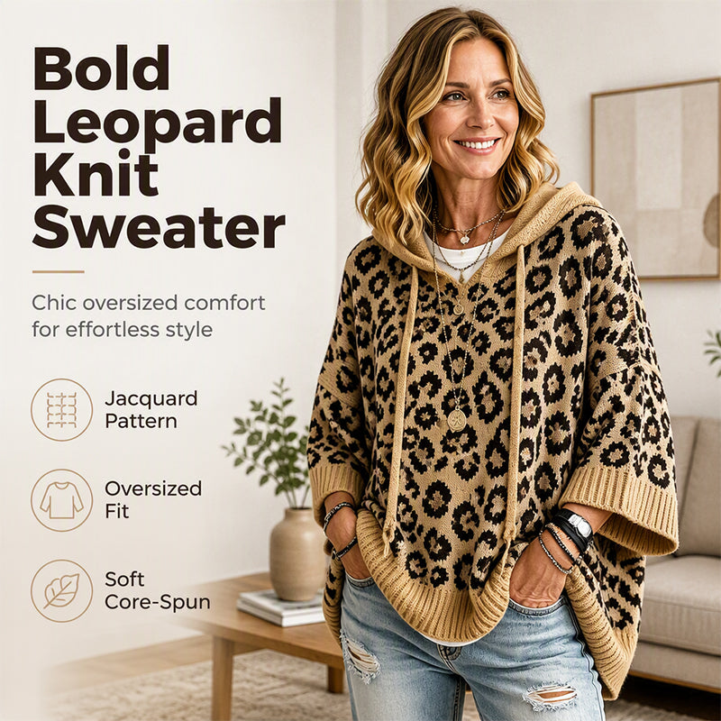 ✨New Arrivals: 50% Off-Women’s Leopard Print Knitted Hoodie 