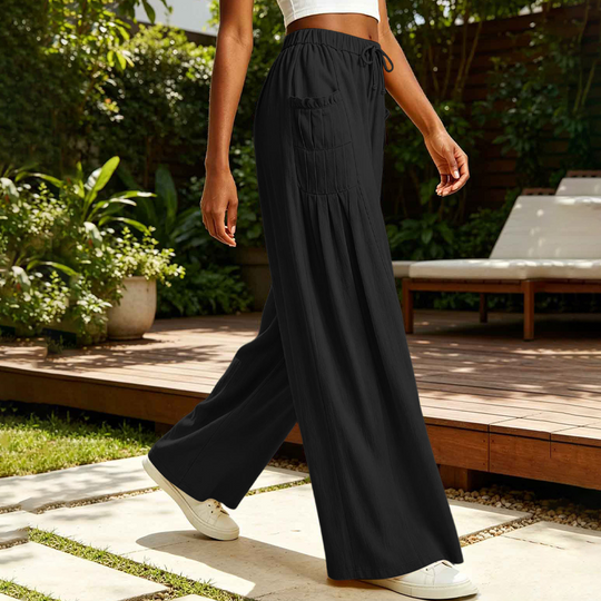 ☀️👖 Wide-Leg Cotton Linen Pants – Versatile Pairing for Work, Weekends &amp; Travel