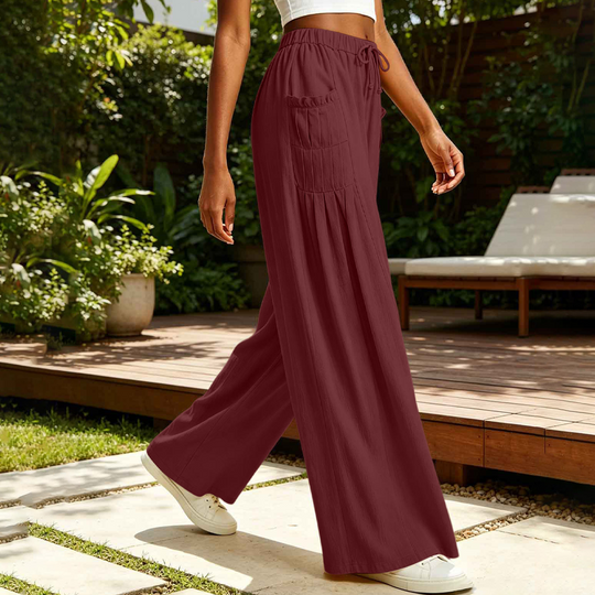 ☀️👖 Wide-Leg Cotton Linen Pants – Versatile Pairing for Work, Weekends &amp; Travel