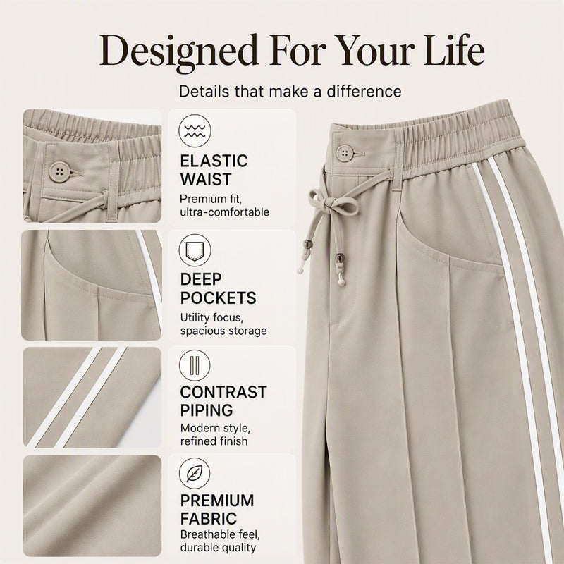 ☀️👖Seasonal Style - High-Rise Drawstring Pants – Breezy Comfort &amp; Easy Pairing for Any Casual Look