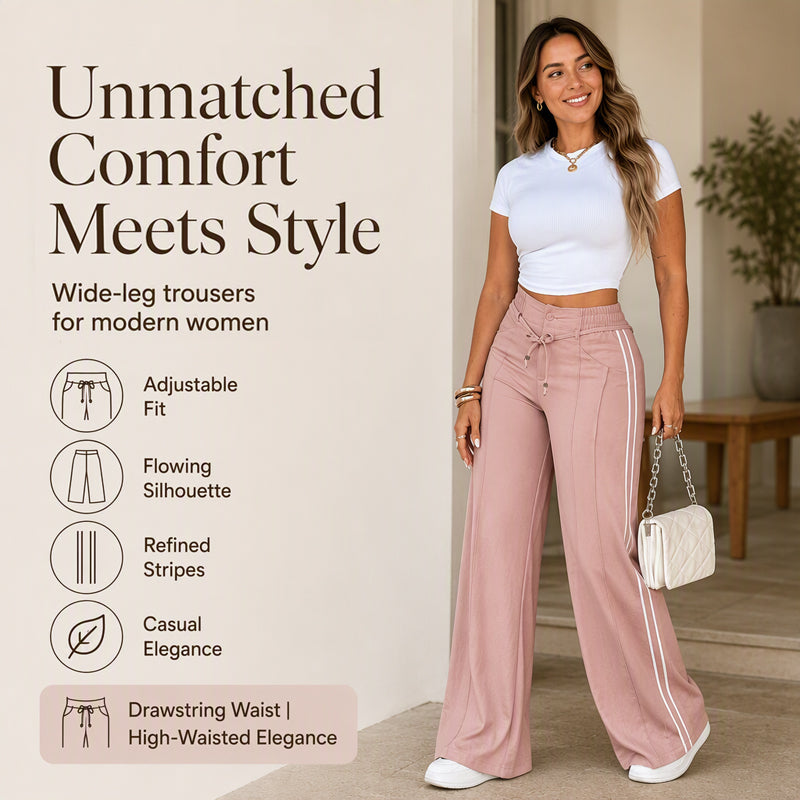 ☀️👖Seasonal Style - High-Rise Drawstring Pants – Breezy Comfort &amp; Easy Pairing for Any Casual Look
