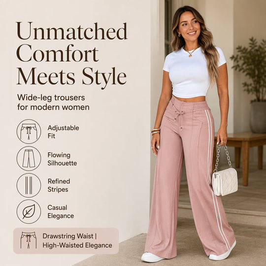 ☀️👖Seasonal Style - High-Rise Drawstring Pants – Breezy Comfort &amp; Easy Pairing for Any Casual Look