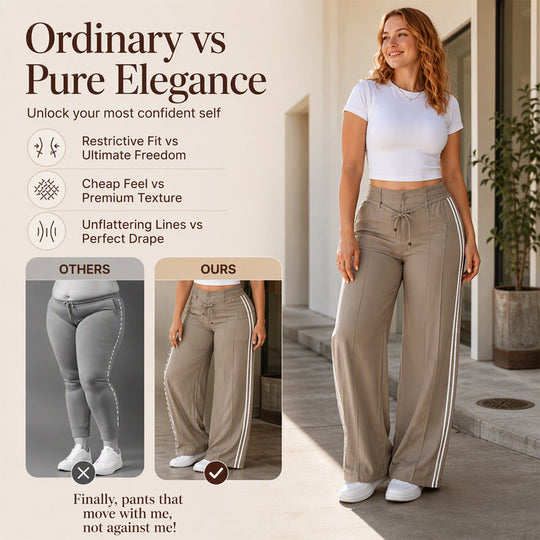 ☀️👖Seasonal Style - High-Rise Drawstring Pants – Breezy Comfort &amp; Easy Pairing for Any Casual Look