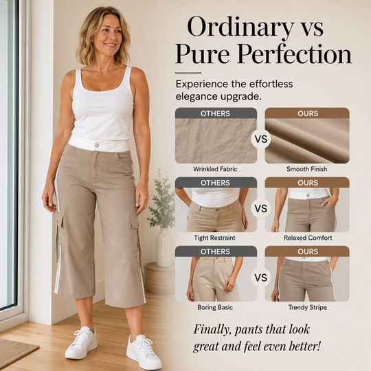 👖New Arrivals - Side-Stripe Capri Cargos with Pockets – Relaxed Fit &amp; Sporty Edge for Everyday Wear