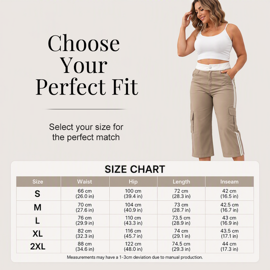 👖New Arrivals - Side-Stripe Capri Cargos with Pockets – Relaxed Fit &amp; Sporty Edge for Everyday Wear