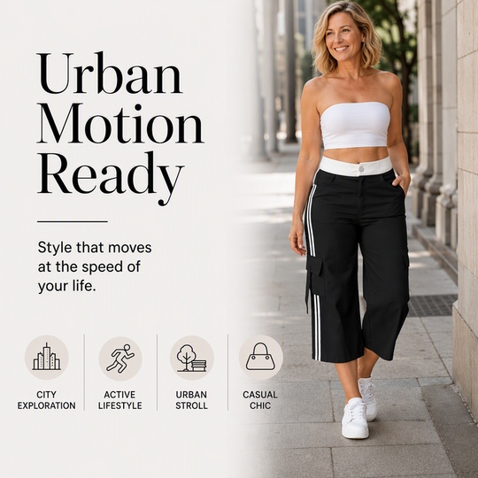 👖New Arrivals - Side-Stripe Capri Cargos with Pockets – Relaxed Fit &amp; Sporty Edge for Everyday Wear