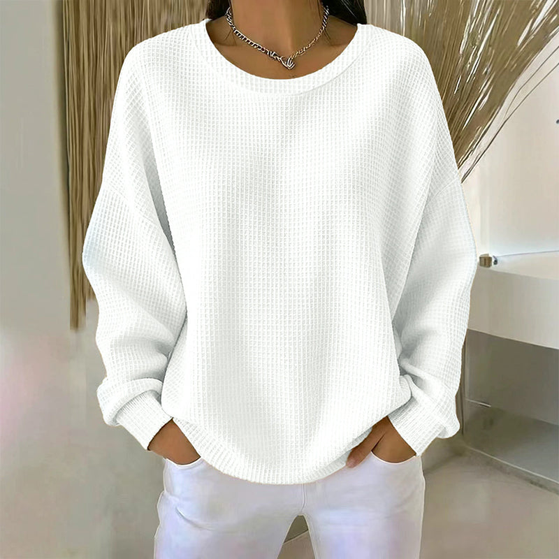 👚Seasonal Style - Waffle Texture Sweatshirt – Easy Breezy Fit &amp; Classic Style for Any Casual Look