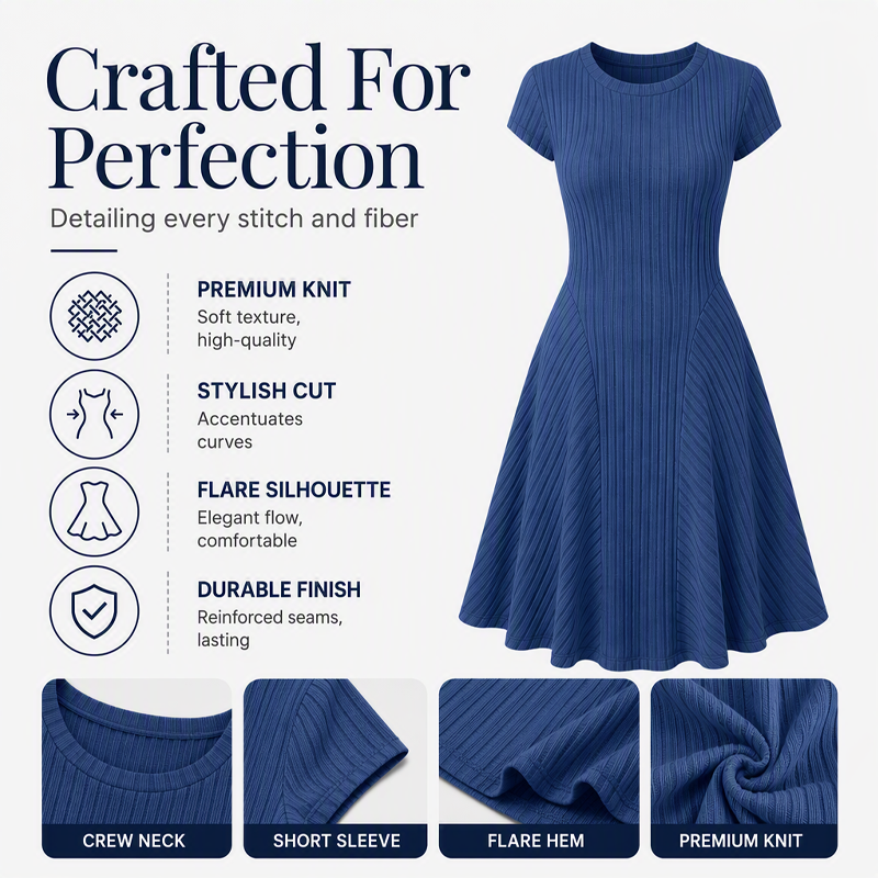 ✨Women's Elegant Brushed Ribbed Knit Dress