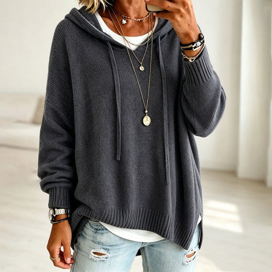 🍂 Women’s Casual Hooded Knit Sweater – Cozy Comfort Meets Effortless Autumn Style