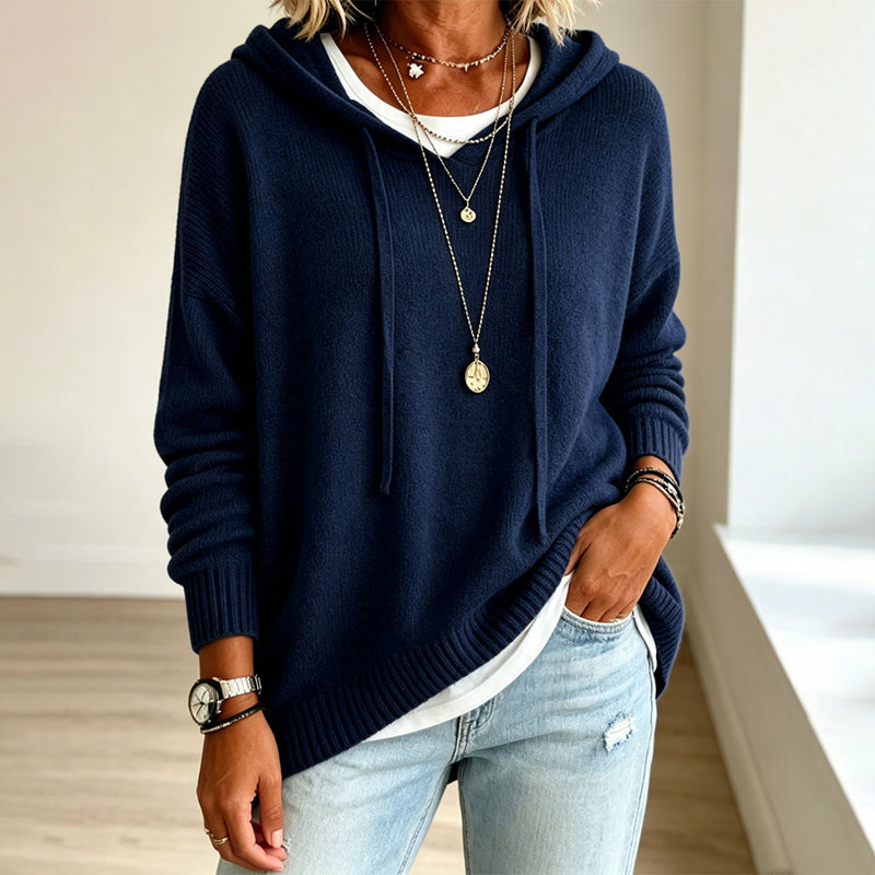🍂 Women’s Casual Hooded Knit Sweater – Cozy Comfort Meets Effortless Autumn Style