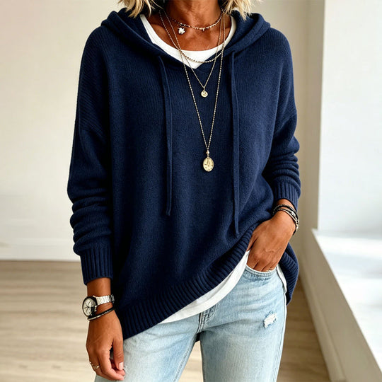 🍂 Women’s Casual Hooded Knit Sweater – Cozy Comfort Meets Effortless Autumn Style