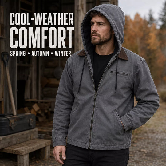⏳LAST DAY SALE 60% OFF !!📢Men’s Plush-Lined Hooded Work Jacket