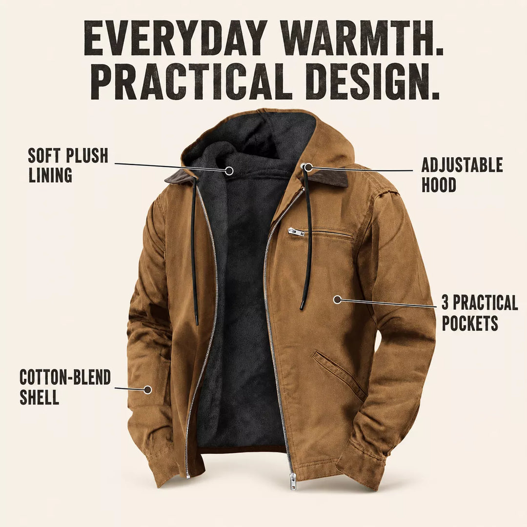 ⏳LAST DAY SALE 60% OFF !!📢Men’s Plush-Lined Hooded Work Jacket