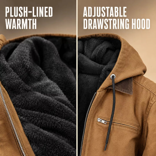 ⏳LAST DAY SALE 60% OFF !!📢Men’s Plush-Lined Hooded Work Jacket