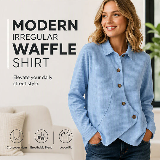 ✨Bestseller 👕 Soft Waffle Knit Top with Irregular Hem – Versatile Colors for Any Casual Occasion