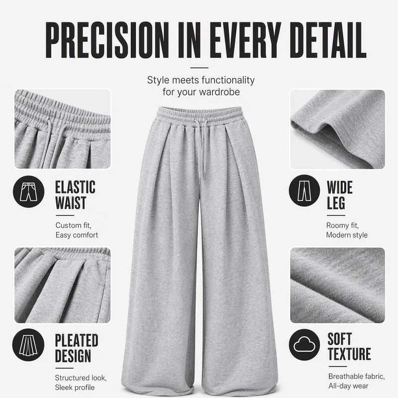 🍂 Women's Casual Pleated Wide-Leg Sweatpants