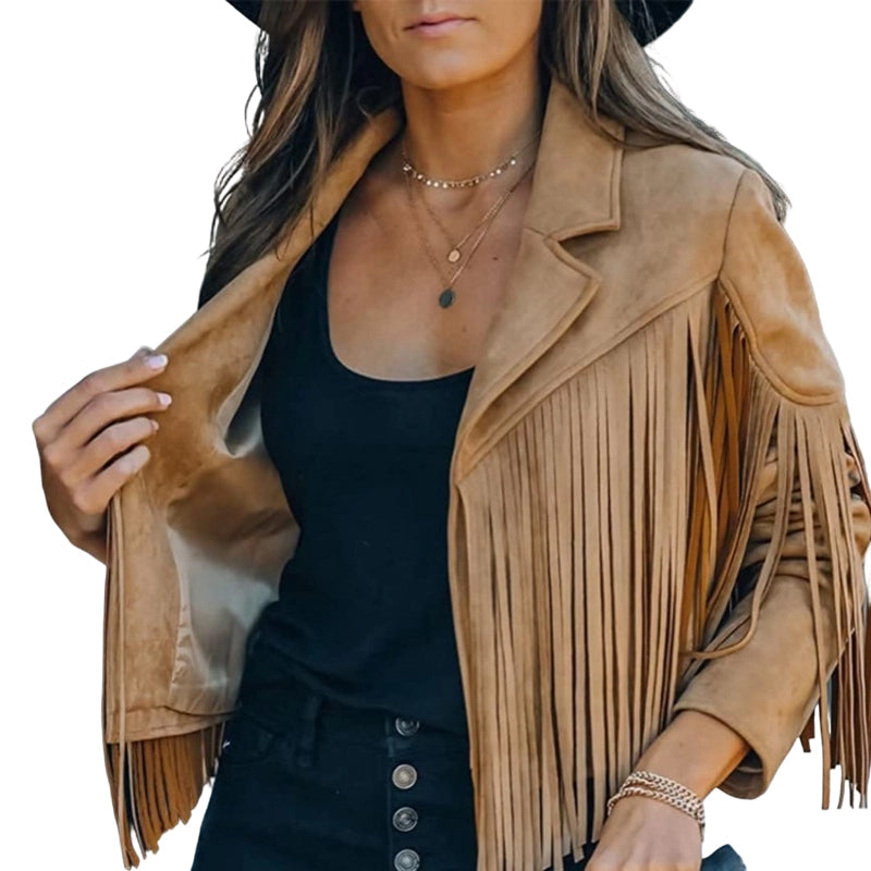 Women’s Casual Long Sleeve Fringe Jacket