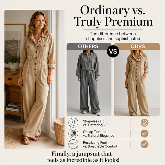 🍂 Women’s Wide-Leg Cargo Jumpsuit – Effortless Utility Style &amp; Autumn Comfort