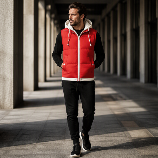 ❄️ Cold-Weather Comfort  🧥 Men’s Warm Hooded Puffer Vest