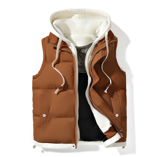 ❄️ Cold-Weather Comfort  🧥 Men’s Warm Hooded Puffer Vest