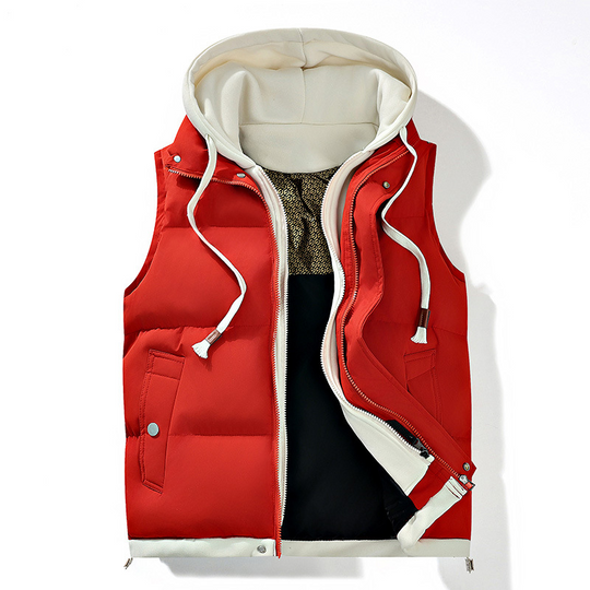 ❄️ Cold-Weather Comfort  🧥 Men’s Warm Hooded Puffer Vest