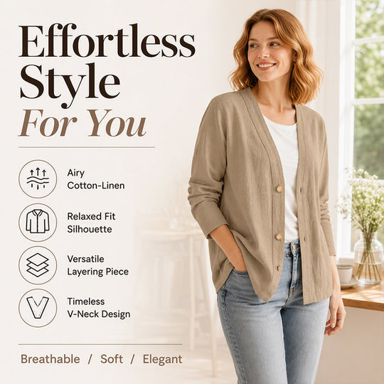 Bestseller🏆🧥 Breathable V-Neck Cardigan – Timeless Silhouette &amp; All-Day Comfort for Every Look