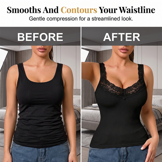 👚Seasonal Style - Lace Trim Slim Fit Tank Top – Flattering Curves &amp; Multi‑Occasion Wear as Base Layer or Standalone Top
