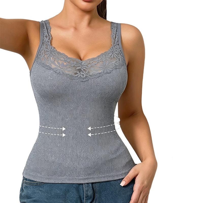 👚Seasonal Style - Lace Trim Slim Fit Tank Top – Flattering Curves &amp; Multi‑Occasion Wear as Base Layer or Standalone Top