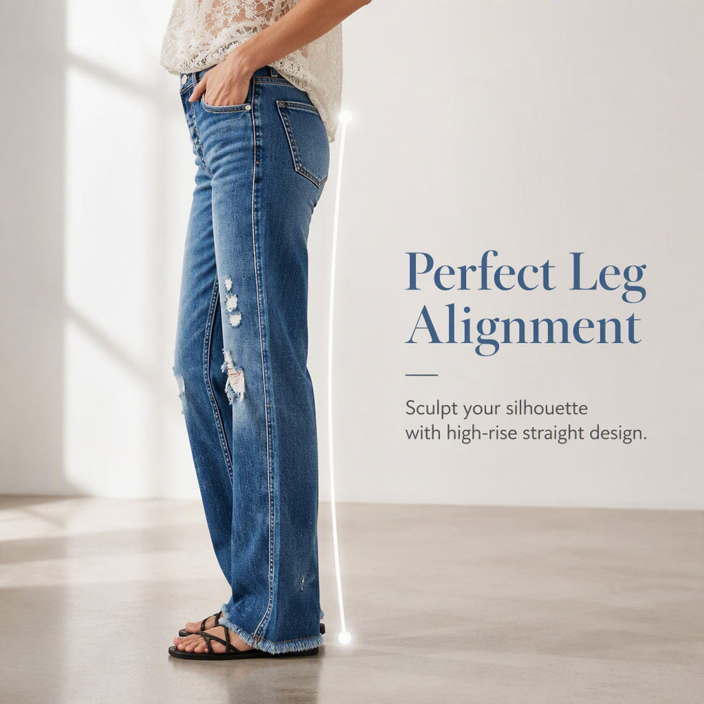 🍂 Women’s Distressed Straight-Leg Jeans – Flattering Fit & Effortless Autumn Style