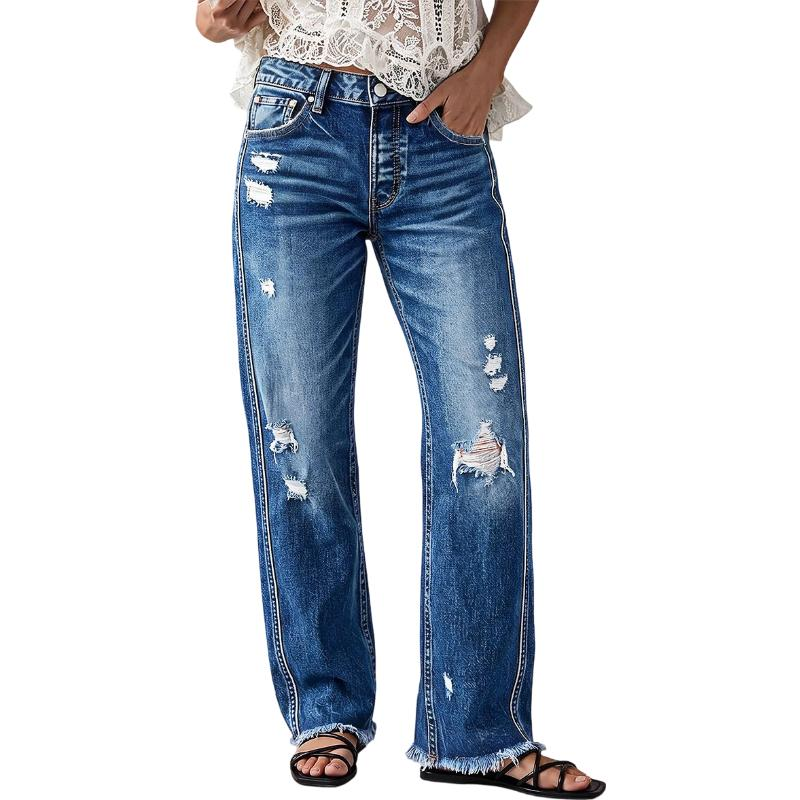 🍂 Women’s Distressed Straight-Leg Jeans – Flattering Fit &amp; Effortless Autumn Style