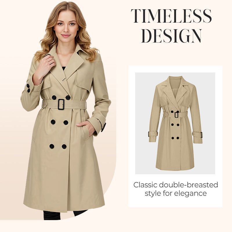 🍂 Women’s Double-Breasted Trench Coat – Timeless Elegance &amp; Effortless Autumn Style