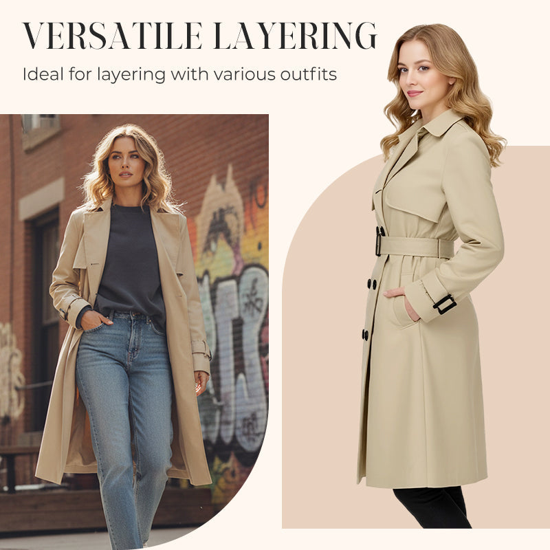 🍂 Women’s Double-Breasted Trench Coat – Timeless Elegance &amp; Effortless Autumn Style