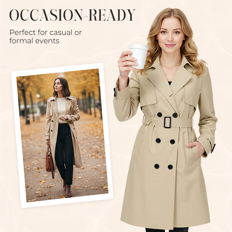 🍂 Women’s Double-Breasted Trench Coat – Timeless Elegance &amp; Effortless Autumn Style
