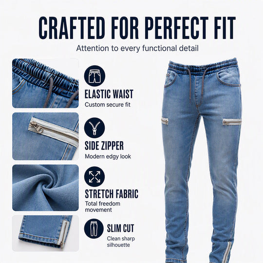 👖✨Bestseller - Slim-Fit Denim Joggers with Stretch Waist – Easy Pull-On Style &amp; Clean Tapered Look for Everyday Wear